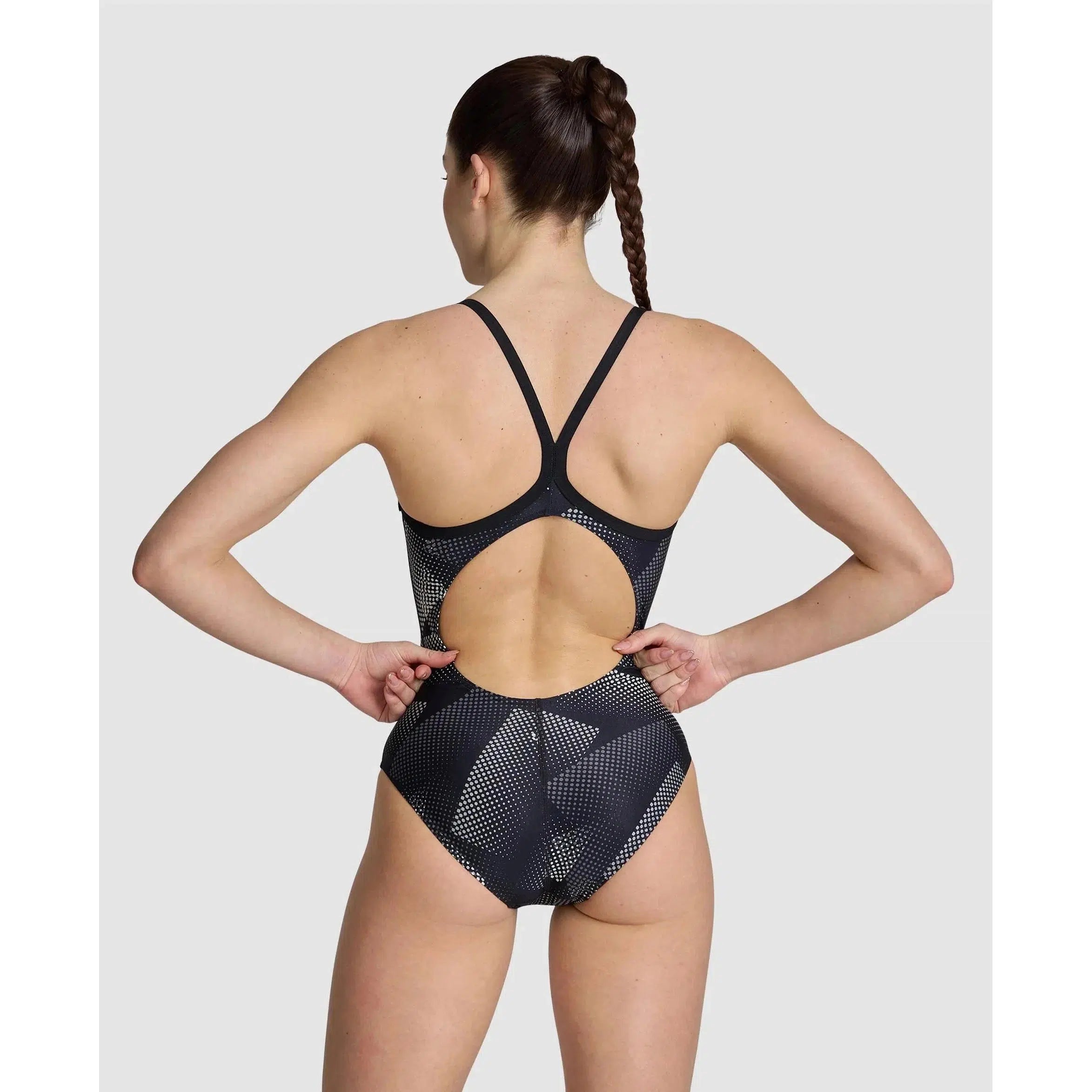 Halftone Light Drop Back One Piece, Black