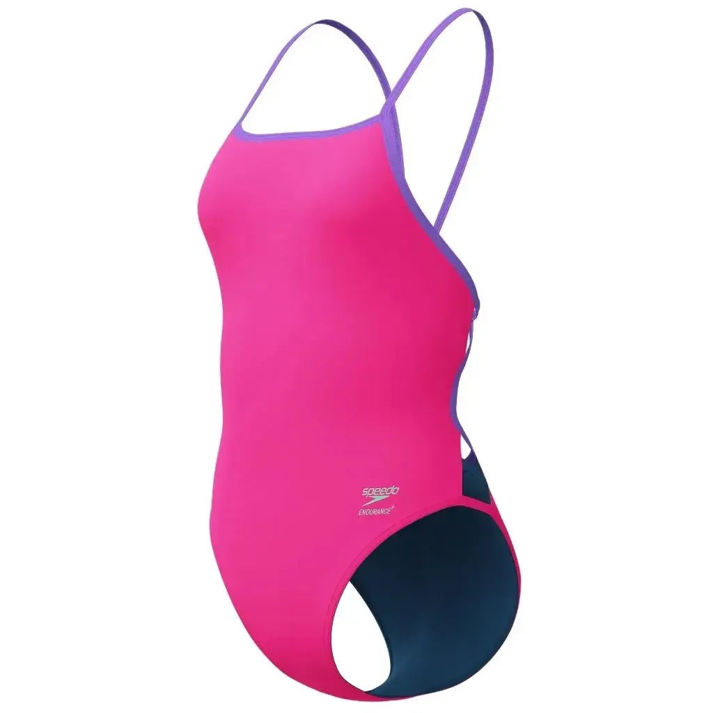 Speedo Women's Solid Tri Back One Piece