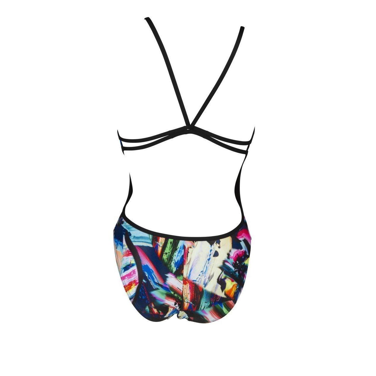 Women's Colorful Paintings Lace Back One Piece