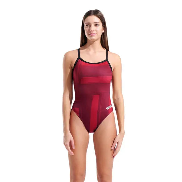 Arena Women's Grid Challenge Back One Piece