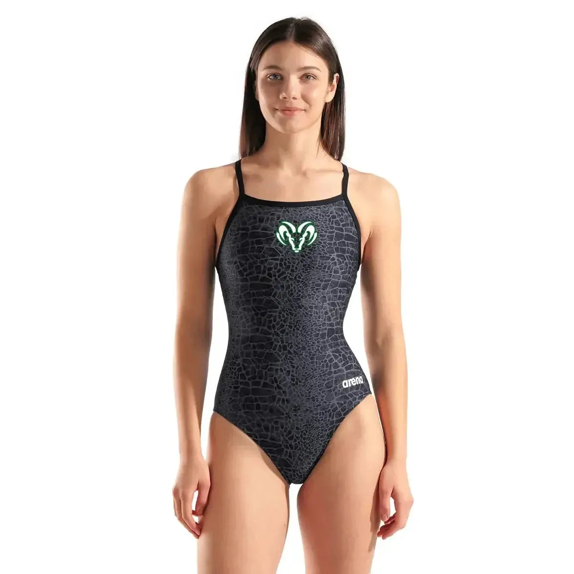 Berkner Arena Snakeskin Light Drop Back One Piece w/ Logo
