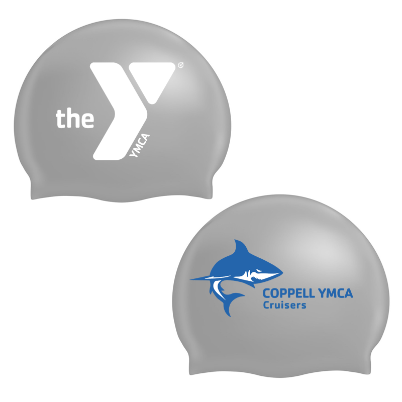 Coppell YMCA Silver Silicone Cap w/ Team Logo (single cap)