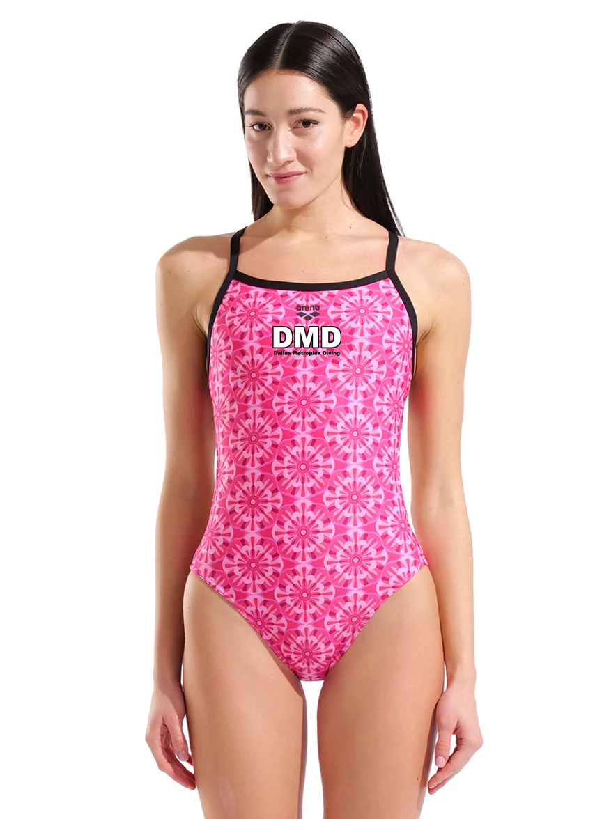 Dallas Metroplex Diving Floral Challenge Back Swimsuit w/ Embroidered Logo