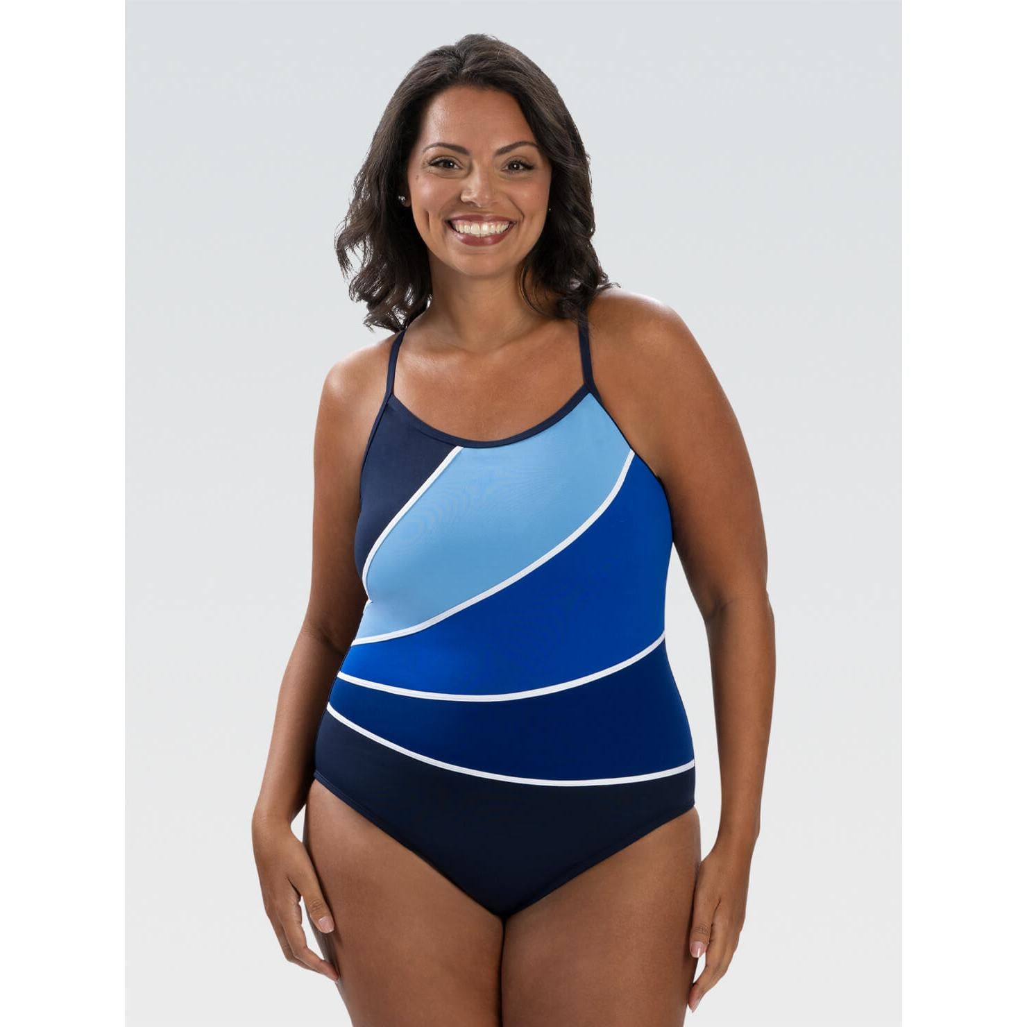 Dolfin Aquashape Colorblock Moderate One Piece with Criss-Cross Straps
