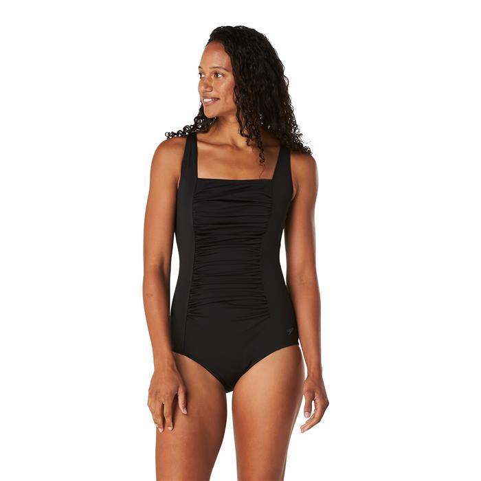Speedo Women's Adjustable Solid Shirred One Piece