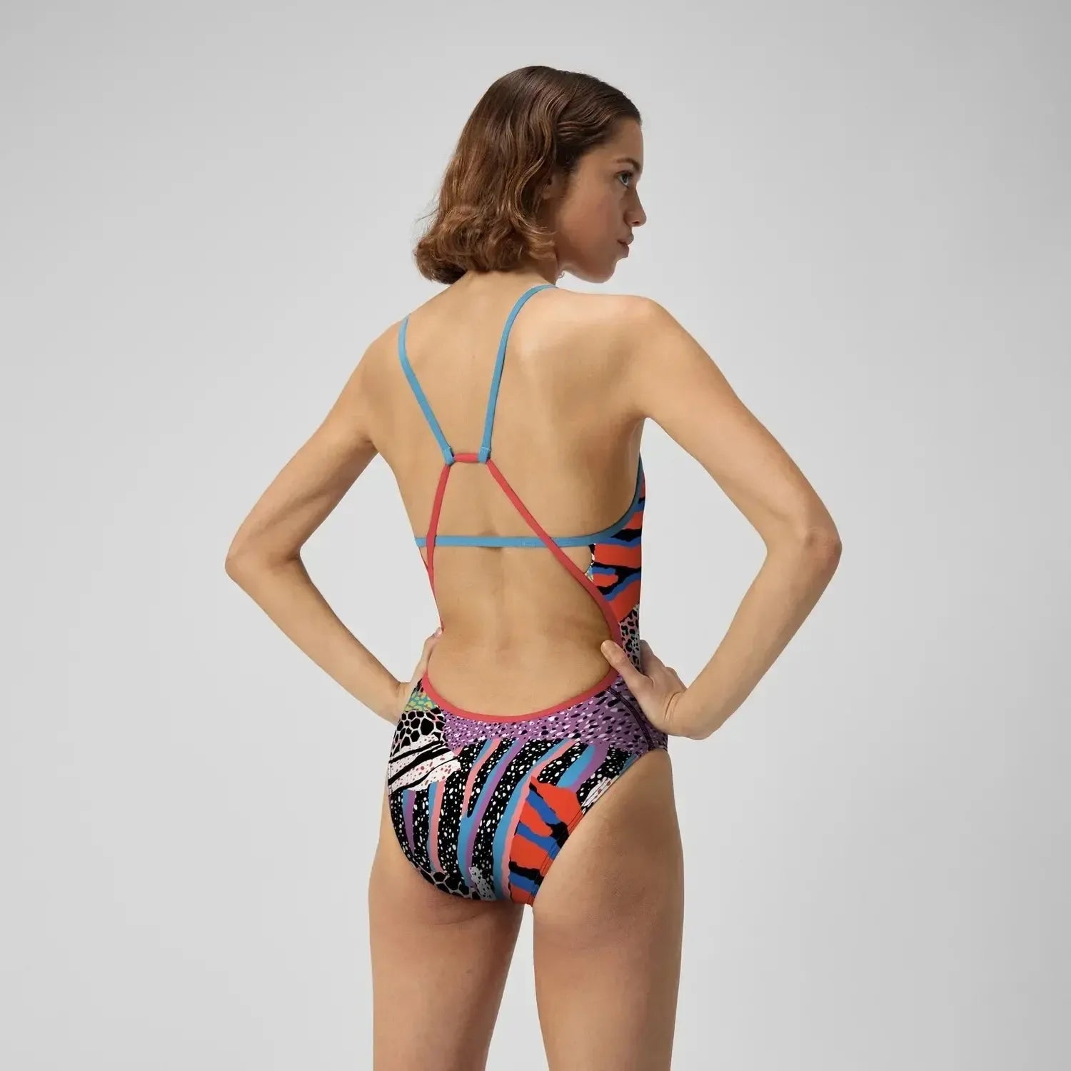 Speedo Women's Printed Tri Back Overdrive One Piece