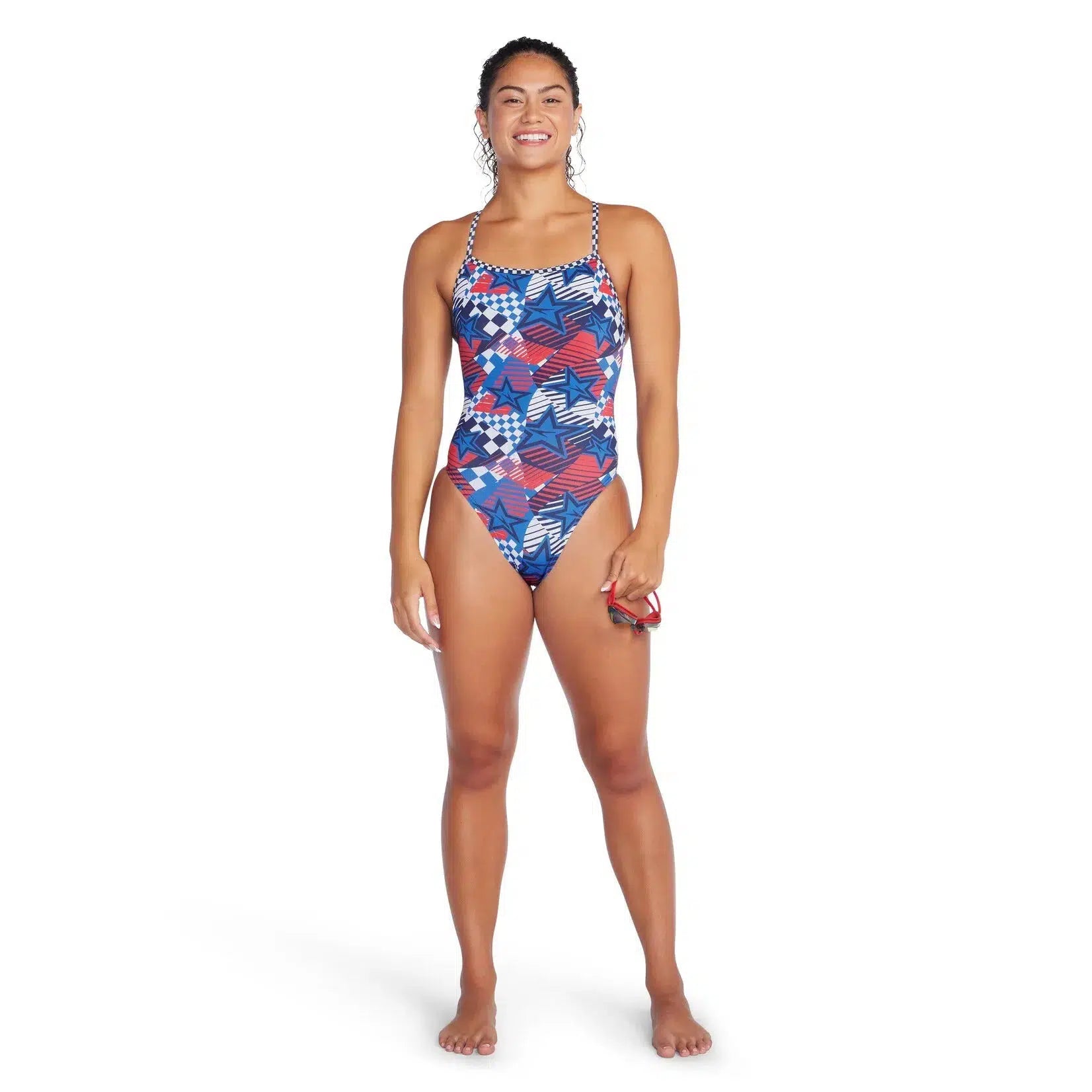 Speedo Women's Printed Tri Back Overdrive One Piece