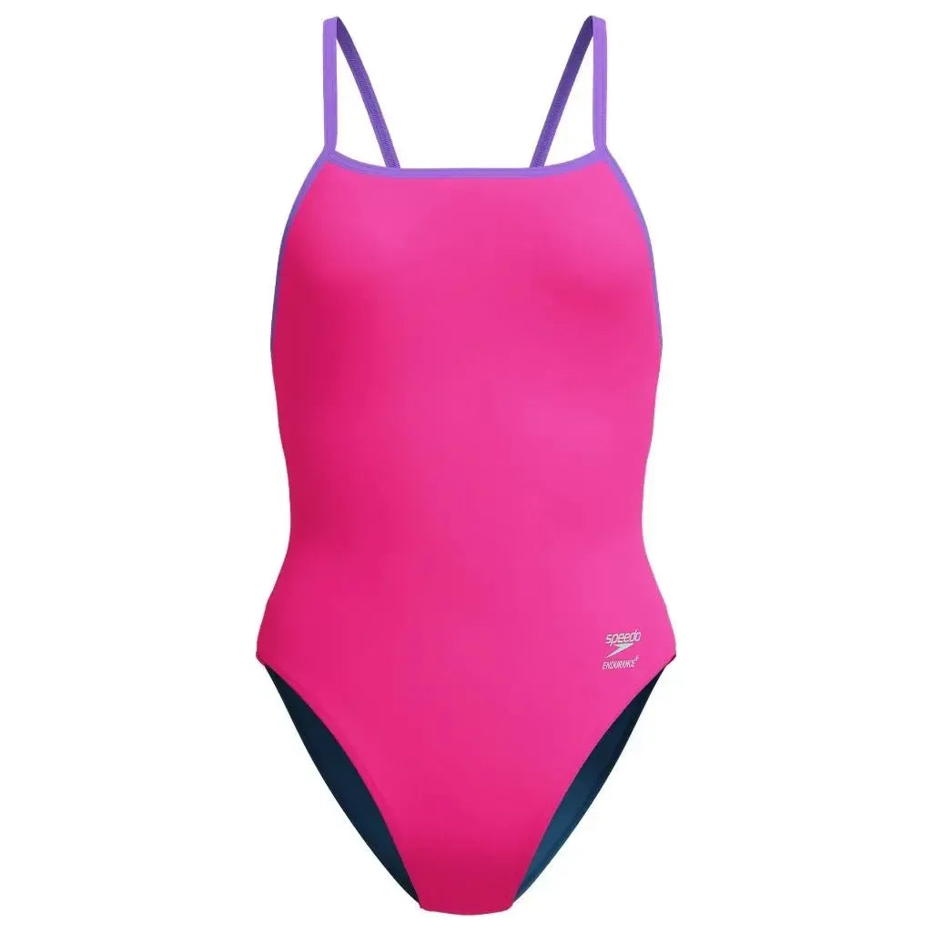 Speedo Women's Solid Tri Back One Piece
