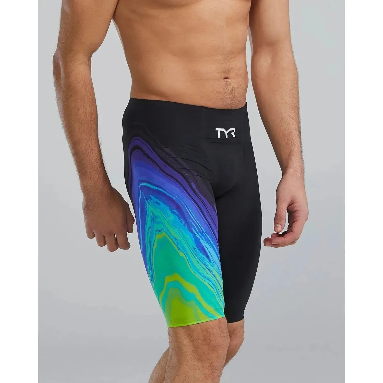 TYR Men's Venzo High Waist Jammer Tech Suit Vol Lime/Navy Size 24